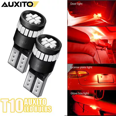 AUXITO 2x Red WATERPROOF BRIGHT LED LIGHT T10 194 168 W5W 24smd BULB Globe  12V • $14.99