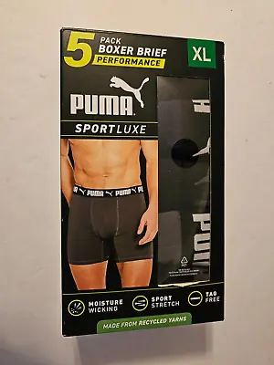 Puma Men's Microfiber Boxer Brief 5-pack SIZE:X-Large Black / Grey / Blue NEW • $24.99