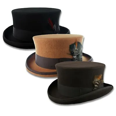 Wool Felt Coachman Top Hat Steampunk Tophat Topper Tuxedo Victorian Deadmans • $52.99