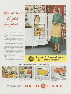 1949 General Electric Refrigerator Eggs Bowl Butter Meat Vintage Print Ad SP13 • $11.99