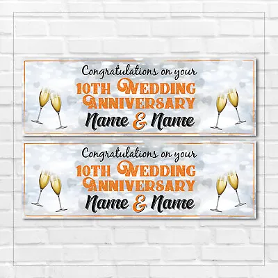 £3.69 • Buy 2 Personalised Wedding Anniversary Banners - Any Anniversary Or Year