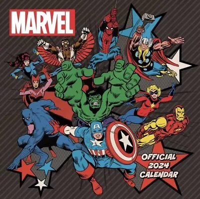 Marvel Comics Official Calendar 2024 - Month To View Square 30x30cm Avengers • £6.99