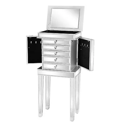 VINGLI Mirrored Jewelry Armoire Standing Jewelry Box Mirrored Dressers • $198.99