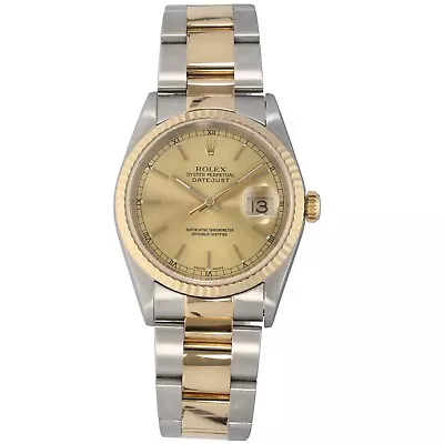 Rolex Datejust 16233 Steel & Gold 36mm Case Champagne Dial With 20.5cm Strap • £4458.25