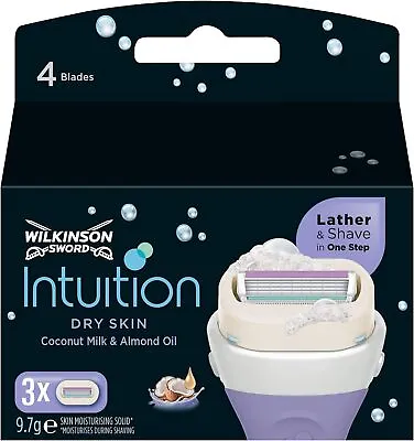 Wilkinson Sword Intuition Dry Skin Razor Blades For Women Pack Of 3 Genuine • £7.99