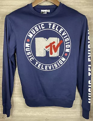 MTV Music Television Logo Navy Blue Sweatshirt Long Sleeve Mens Small EUC • $13.99