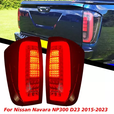 Pair Smoked LED Tail Rear Lamp Lights For Nissan Navara NP300 D23 2015-2023 • $199.99