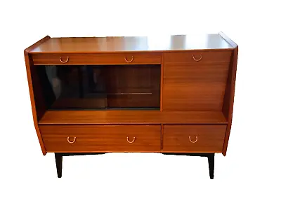 Mid 20th Century Retro G-Plan Tola & Black Cocktail Walnut Cabinet-Restored • £390.27