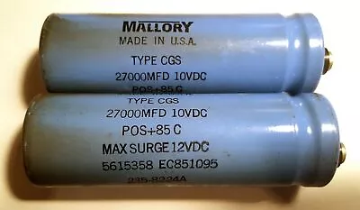 Vintage Mallory 10V 27000uF High Quality Capacitor Tone Audio 5615358 27mF • $17.51