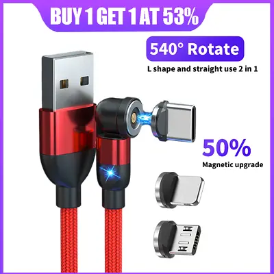 3In1 Magnetic Fast Charging USB Cable Phone Charger Micro USB Type-C For IPhone • £1.99