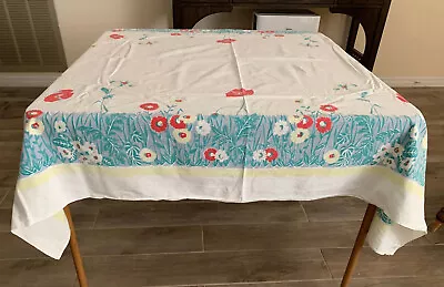 Vintage Printed Cotton Tablecloth Flower Pattern 60 X 51  • $18