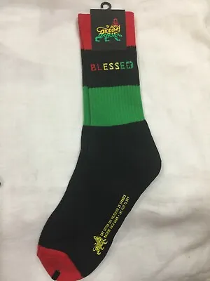 £9.99 • Buy Blessed Red Gold & Green Socks Rasta Culture One Size Unisex Ltd Quantity