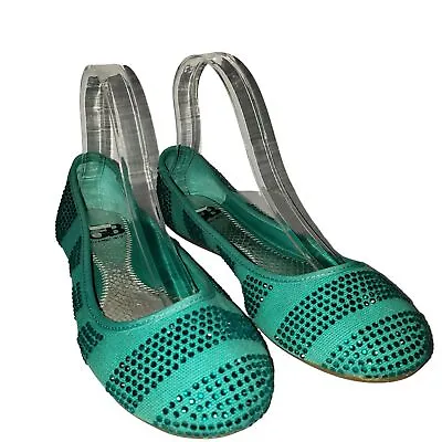 $19.99 • Buy Gianni Bini Womens Flats Shoes Green Sequin Slip Ons