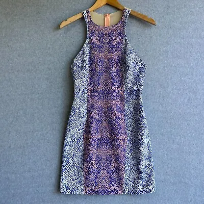 Bec Bridge Dress Sz 8 Purple Blue Animal Print Halter Mesh Back Mini Party • $5