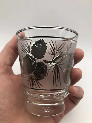 8 Libbey Mid Century Frosted  Silver Pine Cone Cocktail Whiskey Drinking Glasses • $20