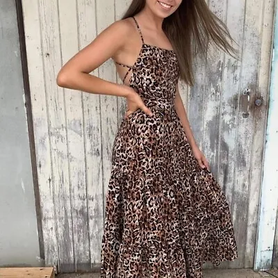 $49 • Buy Tigerelily Divya Leopard Print Maxi Dress Size 6