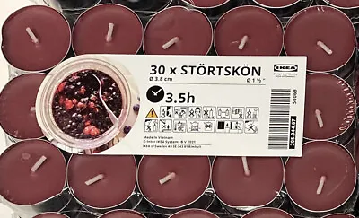 Pack Of 30 - Ikea STÖRTSKÖN Scented Tealight Candle Berries/Red 3.5 H - NEW • £13.48