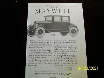 1923 Maxwell Motor Company Of Canada Windsor Ontario Detroit Magazine Ad • $3.50