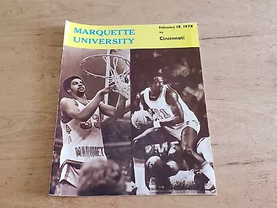 1978 Vtg Marquette Warriors Cincinnati Bearcats NCAA Basketball Program As Is G6 • $16.96