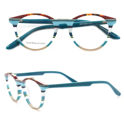 Men Vintage Round Eyeglass Frames Women Retro Acetate Glasses Light Spectacles • $29