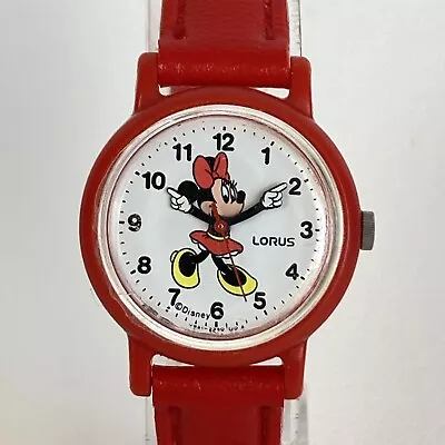 Vintage Lorus Disney Minnie Mouse Watch Youth Kids Red New Battery 7.5  25mm • $21.24