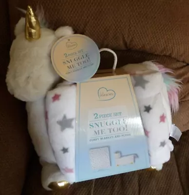 NEW Little Miracles NWT Snuggle Me Too Pillow Unicorn Plush Blanket STARS 2 PCS • $65