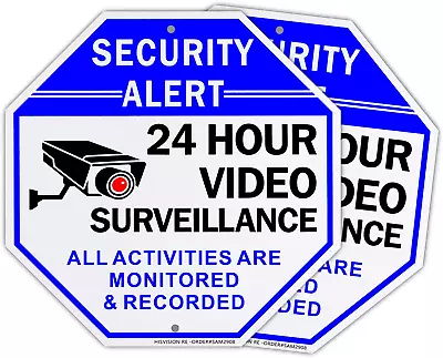 2Pack Video Surveillance Sign 10 X 10 Security Warning Reflective Aluminum Sign • $15.90