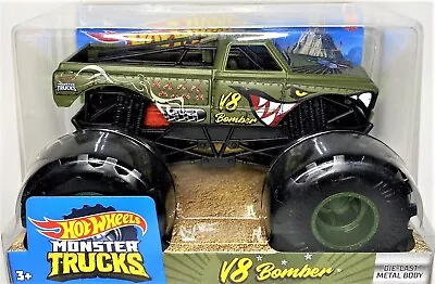 HOT WHEELS V8 BOMBER Monster Trucks Oversized 1:24 Scale Diecast Army Truck • $29.99