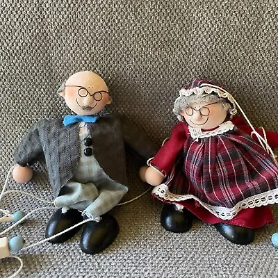 Vintage Marionette Puppets Couple Old Man Woman Grandparents 1980s German 4.5  • $19.99