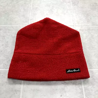Vintage Eddie Bauer Red USA Made Fleece Beanie Adult One Size Fits All • $15