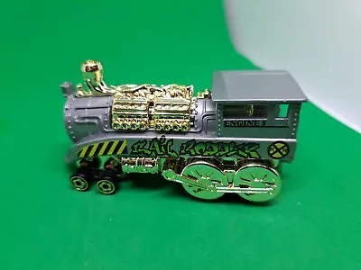 VTG 1995 Mattel Hot Wheels Rail Rodder Train Engine 5 Gray And Gold • $6.75