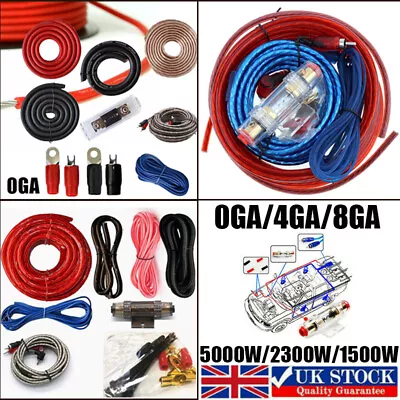 £6.79 • Buy 0/4/8GA AWG GAUGE Car AMP RCA Audio Amplifier Cable Wiring Kit 5000/2300/1500W