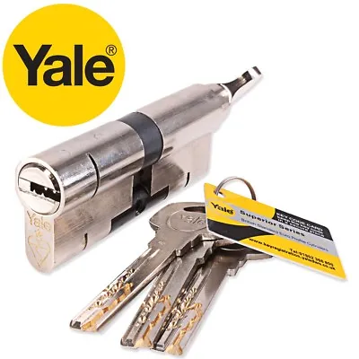 YALE NICKEL SUPERIOR EURO CYLINDER THUMB TURN Anti Pick Door Lock Snap UPVC Wood • £29.99