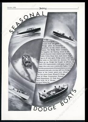 1933 Dodge Boats Runabout Cabin Utility 5 Boat Models Photo Vintage Print Ad • $9.99