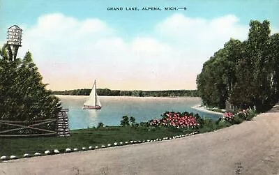 Vintage Postcard 1930's Grand Lake Scenic Sunset Northern MI Alpena Michigan • $8.98