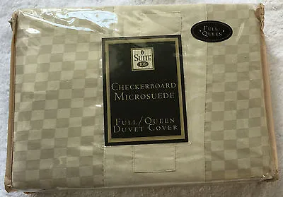 New Suite 109 Checkerboard Micro Suede Full / Queen Duvet Cover & 1 Sham - Beige • $59.99