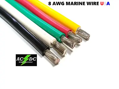 8 AWG GAUGE MARINE TINNED COPPER BATTERY CABLE BOAT WIRE Made In USA  • $18.94