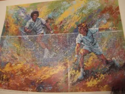  Arthur Ashe & Jimmy Conners In Action   By Mark King Handsigned • $30