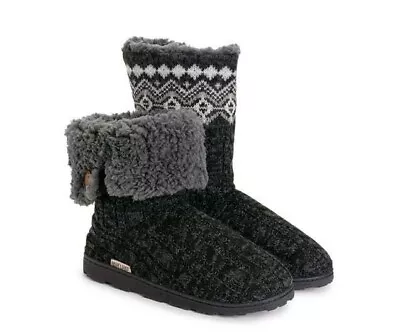 Muk Luks Women's Tall Knit Foldover Slipper Boot NEW • $15.89