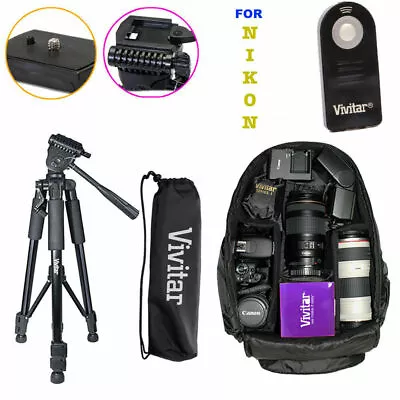 TRIPOD BACKPACK BAG + REMOTE KIT FOR NIKON D5500 D5300 D3400 D3200 DSLR Camera • $79.49