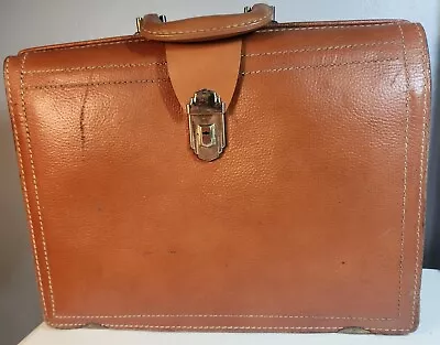 Rexbilt Tan Top Grain Cowhide Leather Briefcase Vintage Stay Open Frame • $8