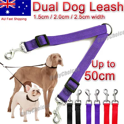 $13.62 • Buy Dual Double Dog Leash No Tangle Coupler Pet Puppy Leash Adjustable 1 Lead 2 Way