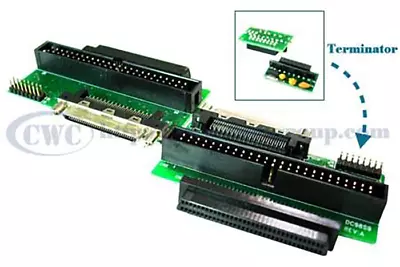 SCSI Adapter VHDCI 0.8mm To 68Pin Female & IDC 50Pin Male With Terminator • $22.50