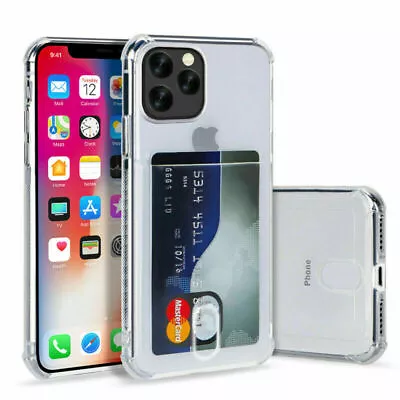 $6.25 • Buy Clear Card Holder Soft Rubber TPU Case IPhone 6 7 8  XS XR 11 12 13 14 Pro Max