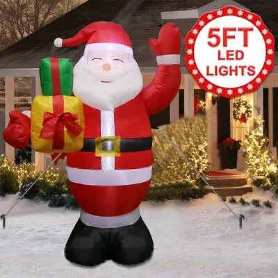 $20.99 • Buy 5FT  Christmas Inflatable Santa Claus Air Blown With Light Up Yard Garden Decor