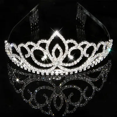 £8.32 • Buy Wedding Bridal Prom Princess Crystal Diamante Crown Headband Tiara Hair Clip