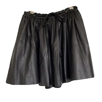 Zimmerman Women's Black Leather Skirt Size 1 AU 10  Elastic Waist Short Pockets • $143.99