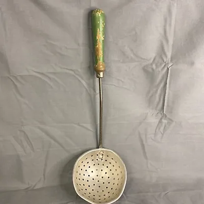 Vintage Green Handle Strainer Ladel Utensil • $12