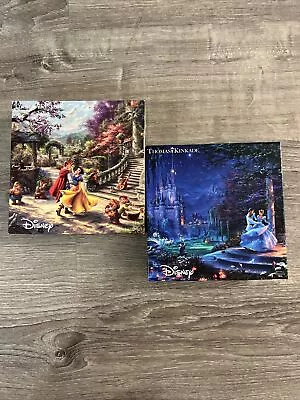 Lot Of 2 Kinkade Disney Puzzles 750 Pc Complete Cinderella Snow White W/ Posters • $24.99