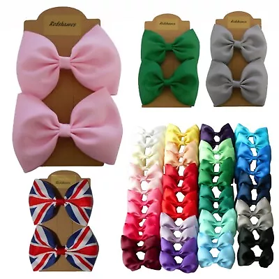2 LARGE School Bow Hair CLIPS Handmade UK Girls Uniform 4 Inch Bows 4  Sb • £3.50